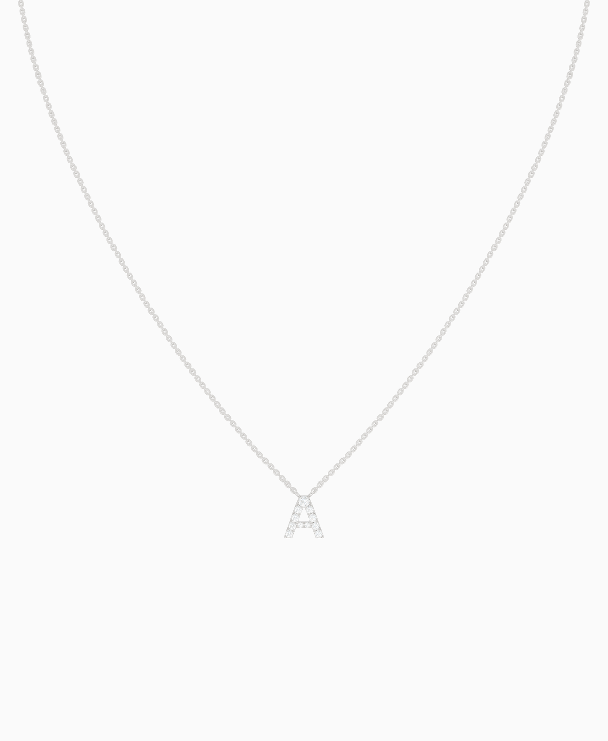 Pave Letter Necklace - 14K White Gold