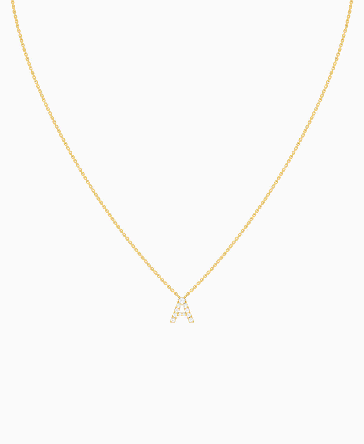 Pave Letter Necklace - 14K Yellow Gold