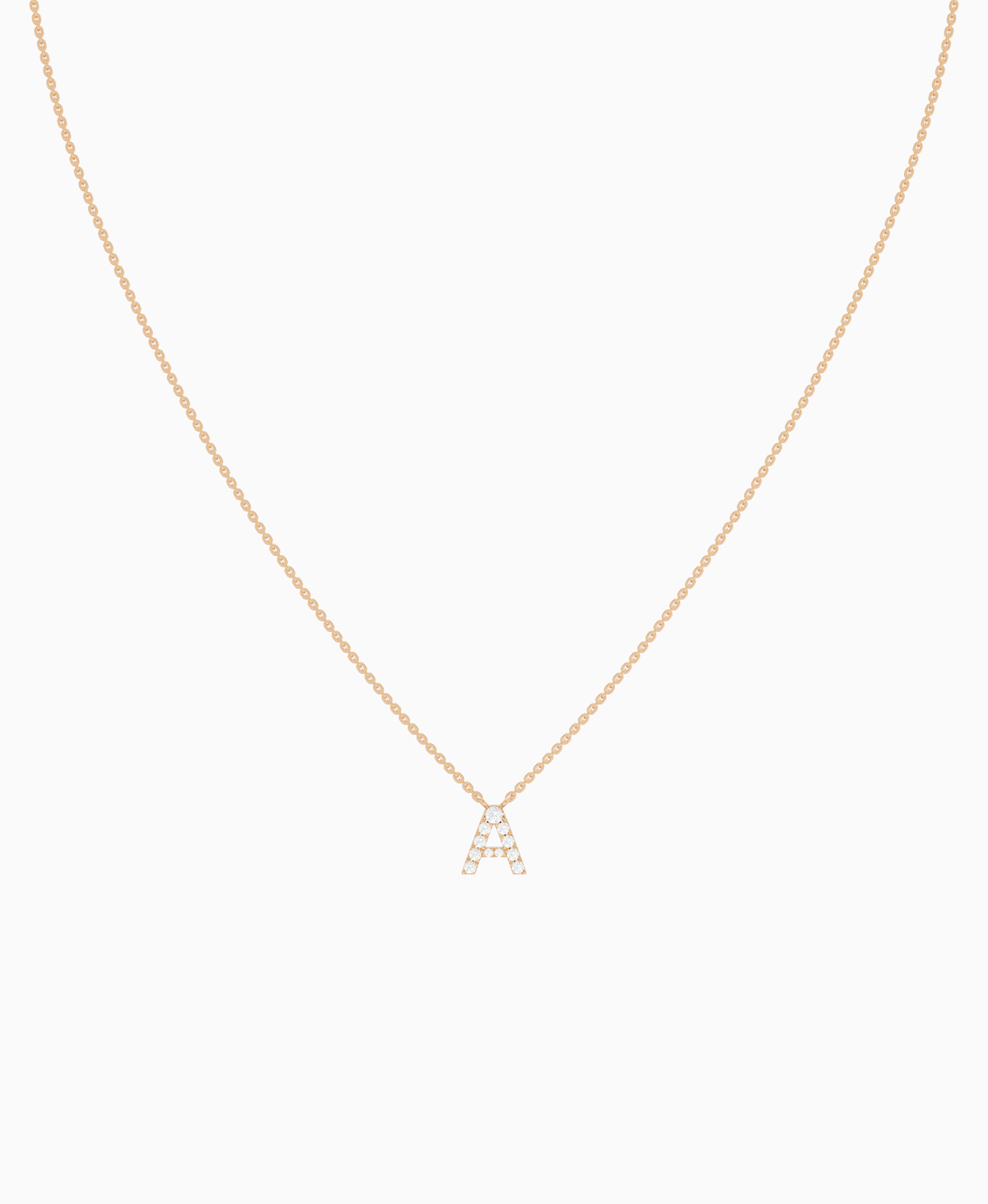Pave Letter Necklace - 18K Rose Gold