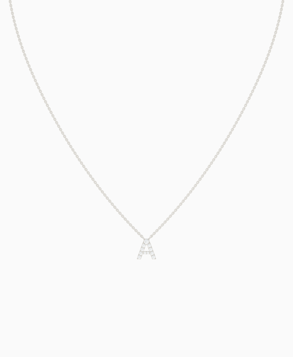 Pave Letter Necklace - 18K White Gold