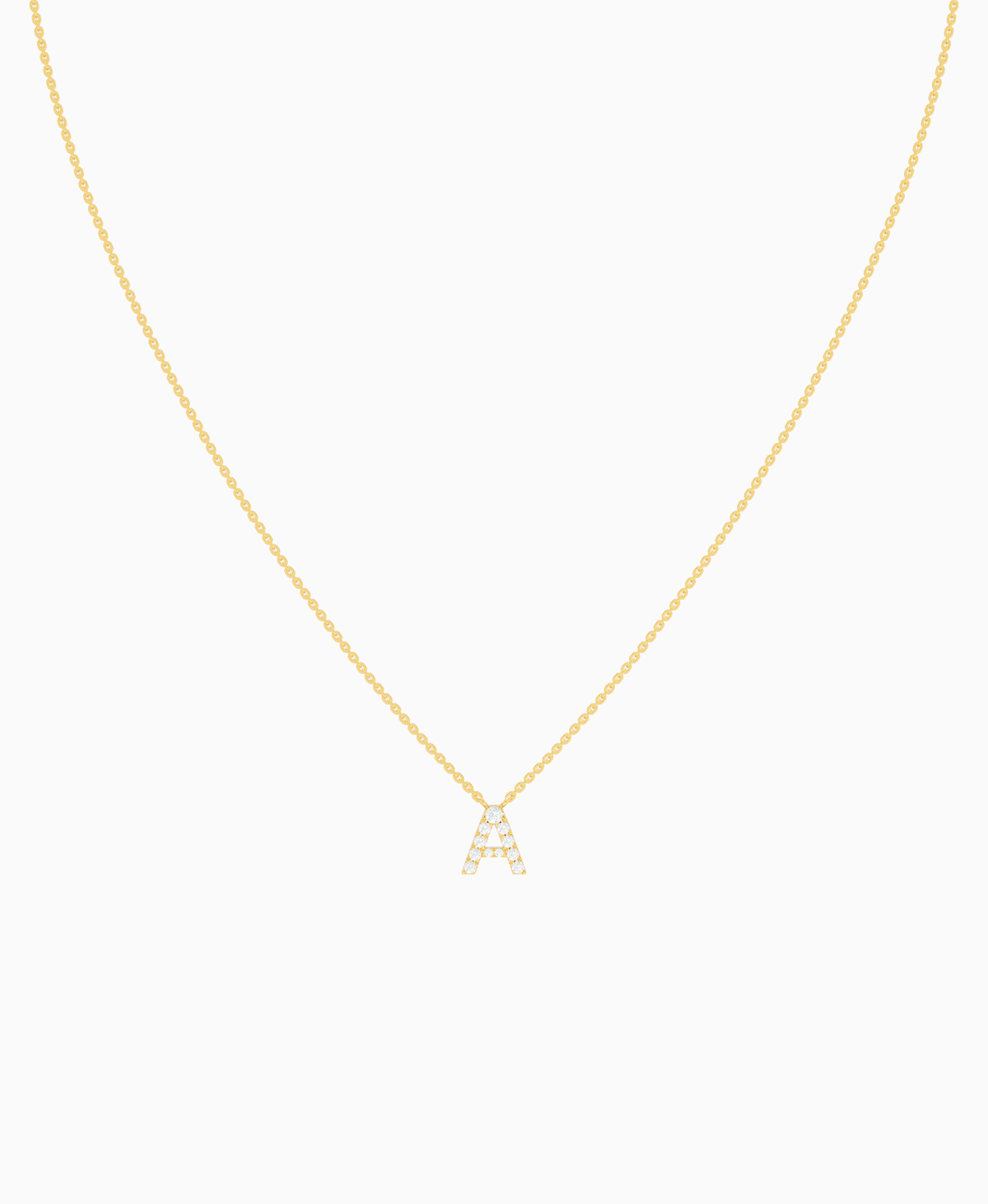 Pave Letter Necklace - 18K Yellow Gold