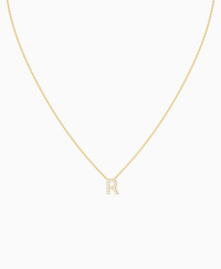 Pave Letter Necklace - 9K Yellow Gold