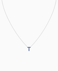 Pave Letter Necklace - 9K White Gold