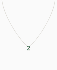 Pave Letter Necklace - 18K White Gold