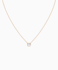 Bezel Solitaire Necklace - 14K Rose Gold
