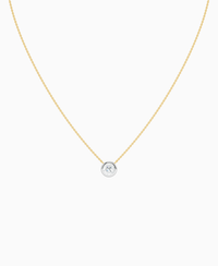 Bezel Solitaire Necklace - 9K Yellow Gold & 9K White Gold