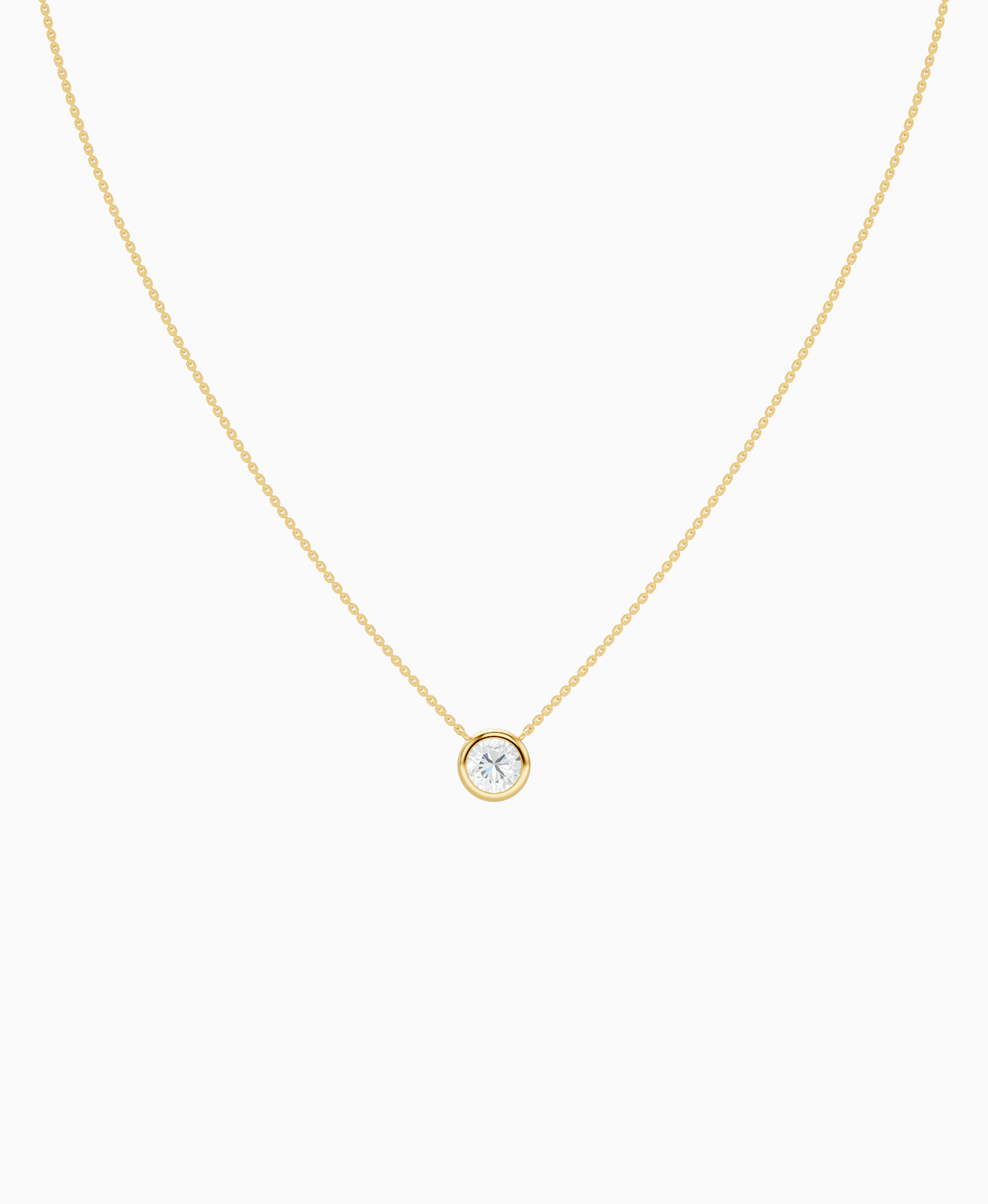 Bezel Solitaire Necklace - 9K Yellow Gold