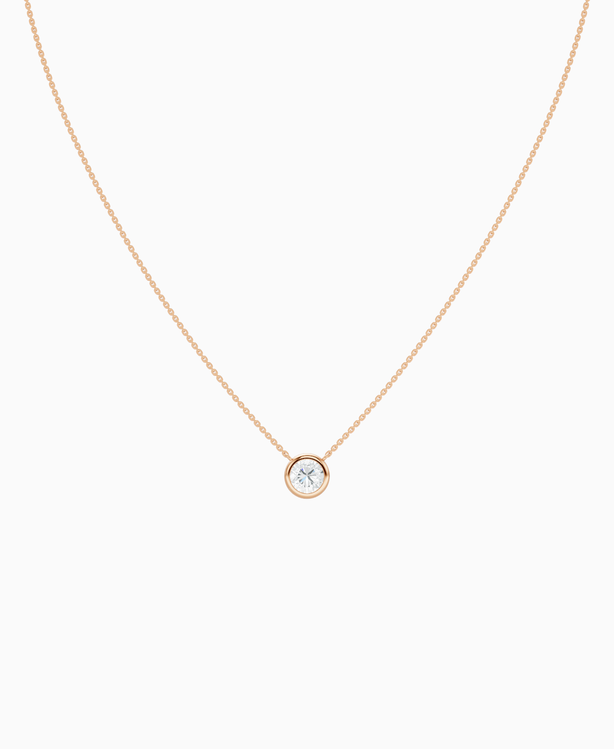 Bezel Solitaire Necklace - 14K Rose Gold