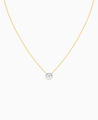 Bezel Solitaire Necklace - 14K Yellow Gold & 14K White Gold