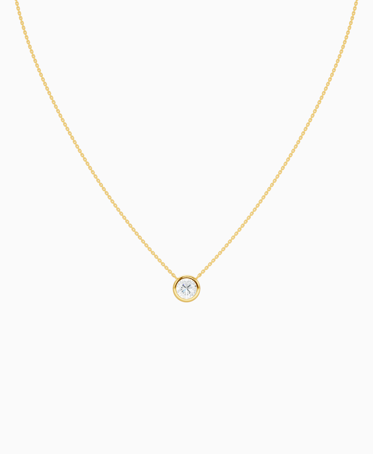 Bezel Solitaire Necklace - 14K Yellow Gold