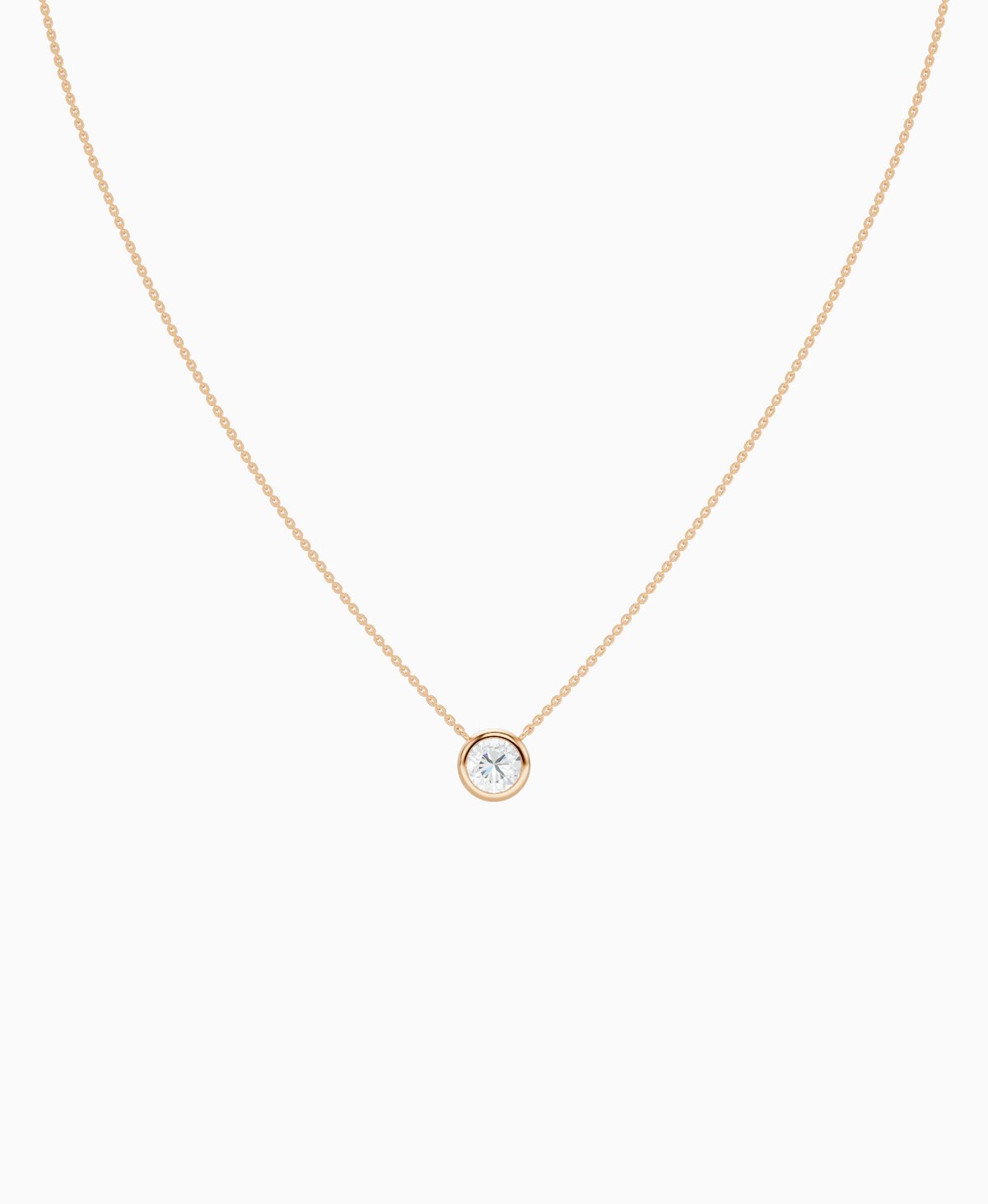Bezel Solitaire Necklace - 18K Rose Gold