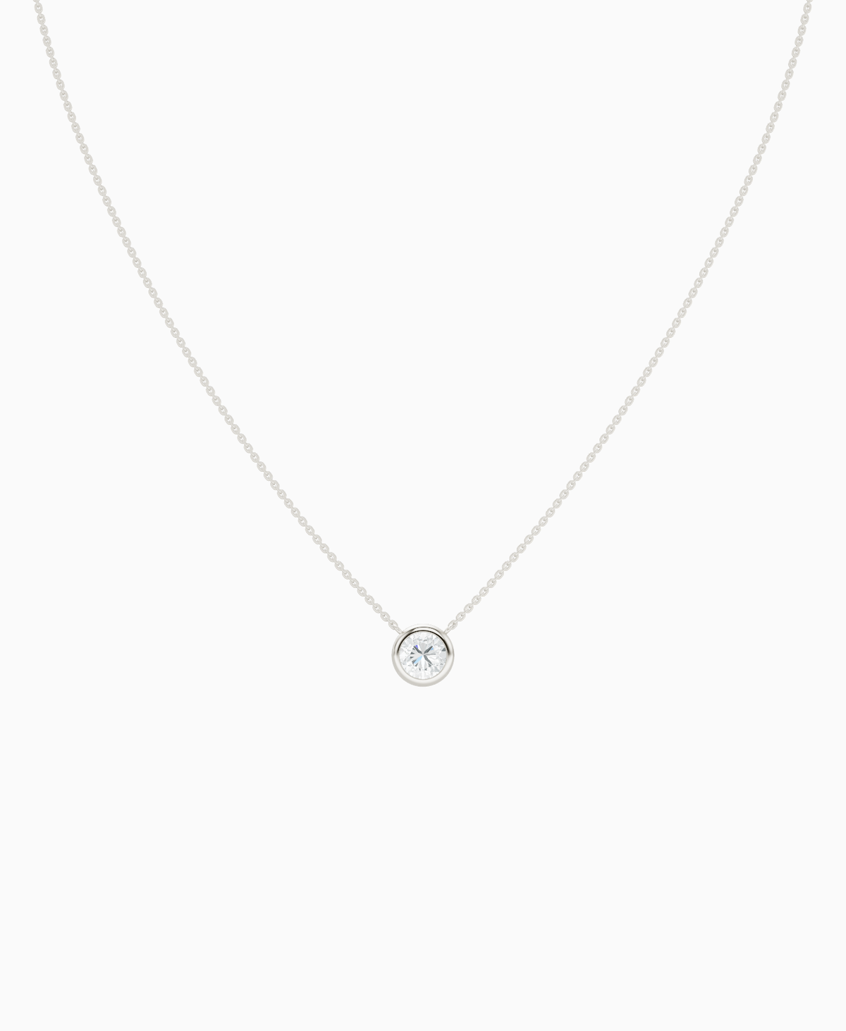 Bezel Solitaire Necklace - 18K White Gold