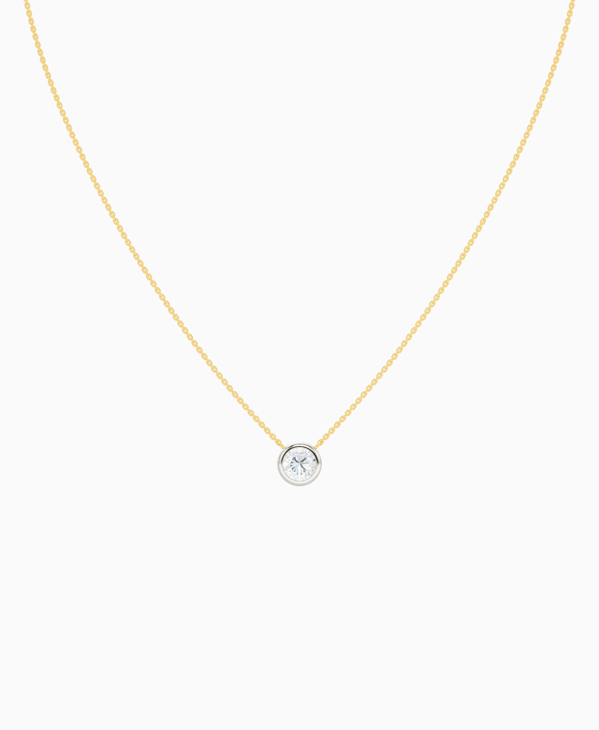Bezel Solitaire Necklace - 18K Yellow Gold & 18K White Gold