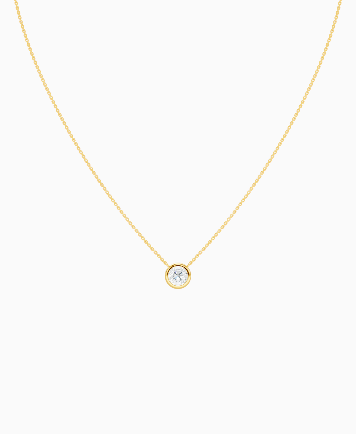 Bezel Solitaire Necklace - 18K Yellow Gold