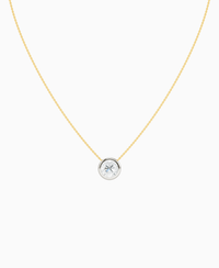 Bezel Solitaire Necklace - 18K Yellow Gold & 18K White Gold