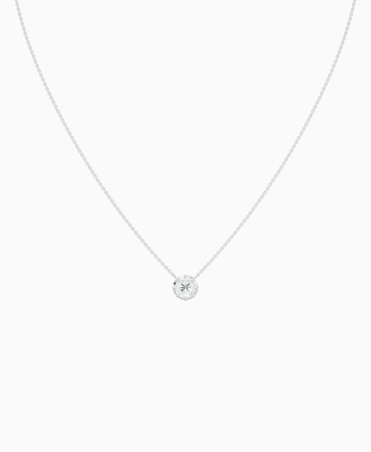 Georgian Solitaire Necklace - 9K White Gold