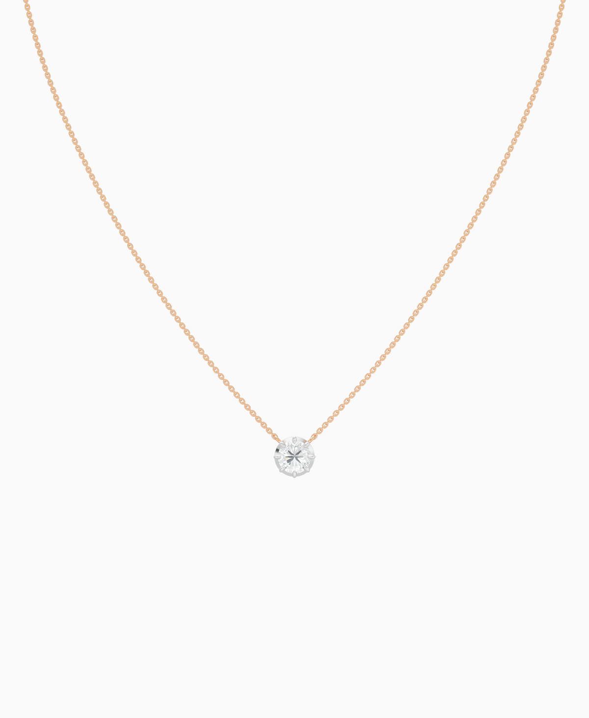Georgian Solitaire Necklace - 14K Rose Gold