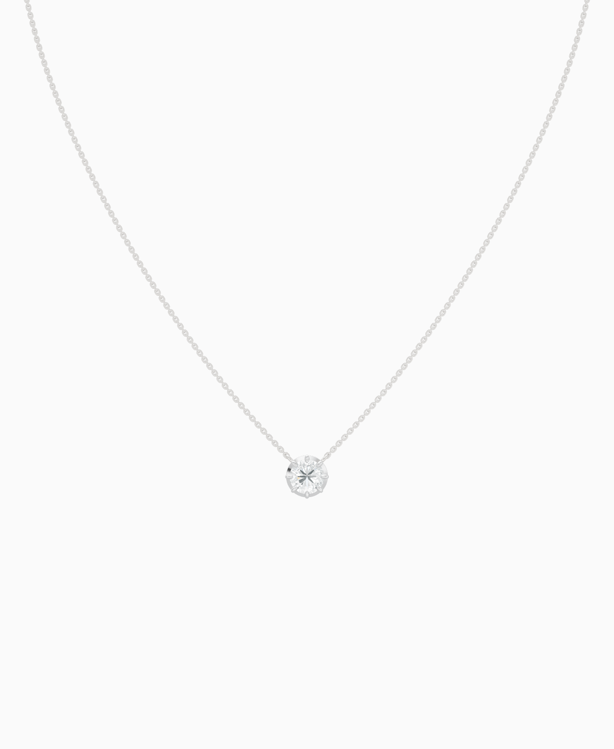 Georgian Solitaire Necklace - 14K White Gold