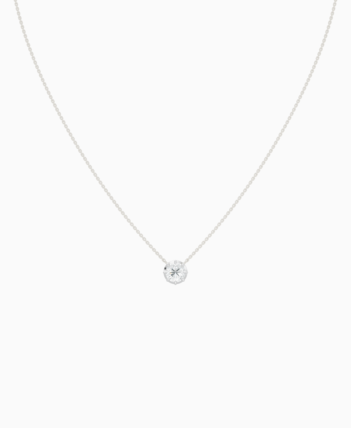 Georgian Solitaire Necklace - 18K White Gold