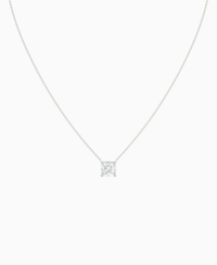Prong Solitaire Necklace - 18K White Gold