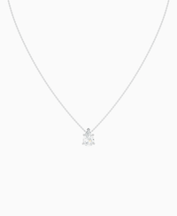 Prong Solitaire Necklace - 9K White Gold