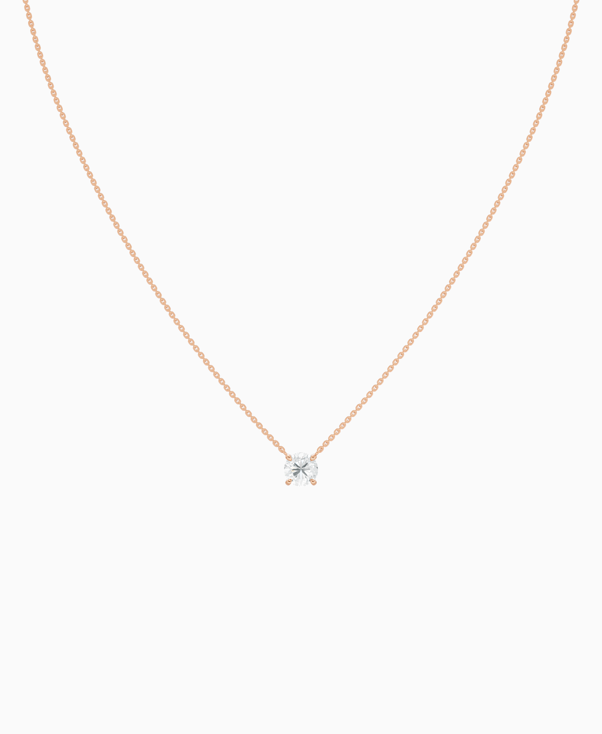 Prong Solitaire Necklace - 9K Rose Gold