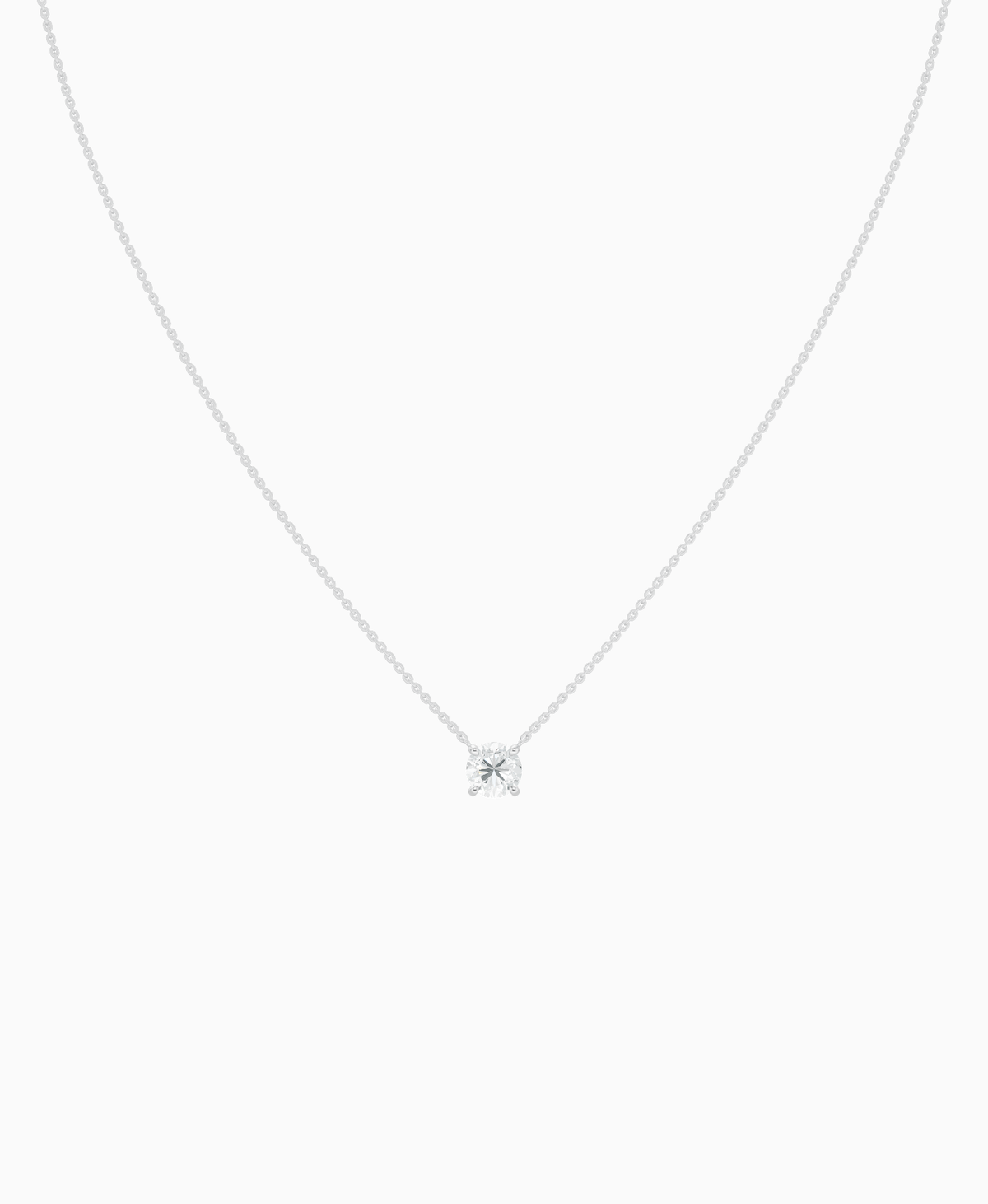 Prong Solitaire Necklace - 9K White Gold