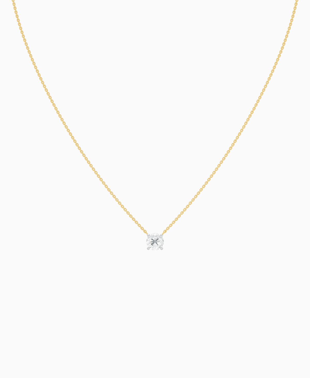 Prong Solitaire Necklace - 9K Yellow Gold & 9K White Gold