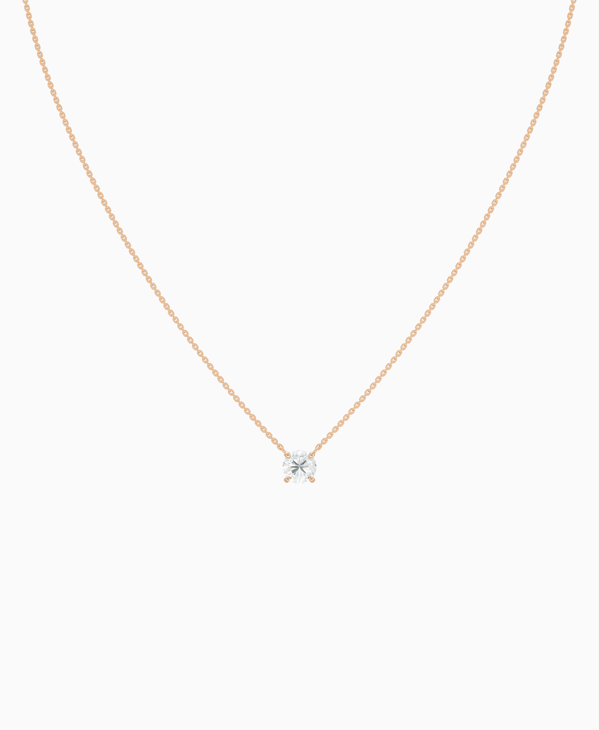 Prong Solitaire Necklace - 14K Rose Gold