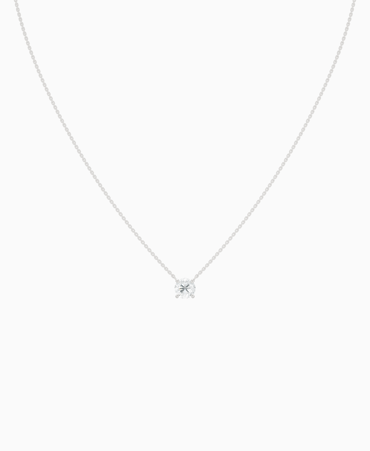 Prong Solitaire Necklace - 14K White Gold