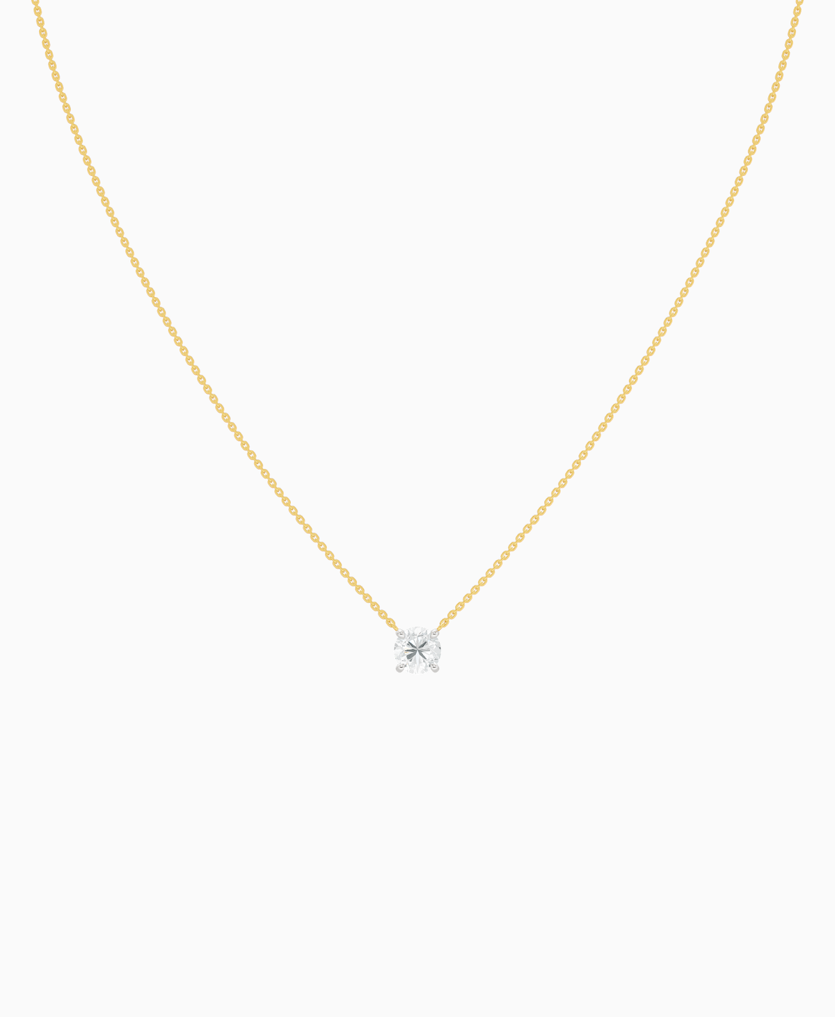 Prong Solitaire Necklace - 14K Yellow Gold & 14K White Gold