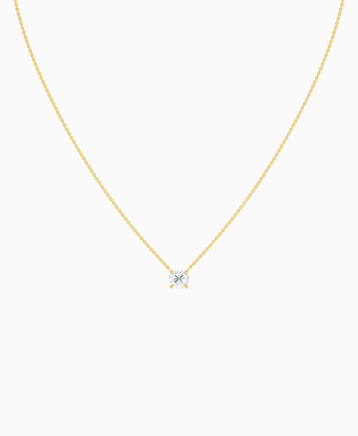 Prong Solitaire Necklace - 14K Yellow Gold