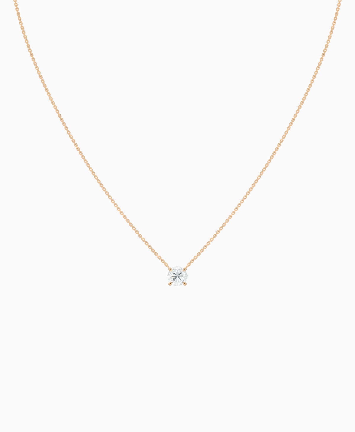 Prong Solitaire Necklace - 18K Rose Gold