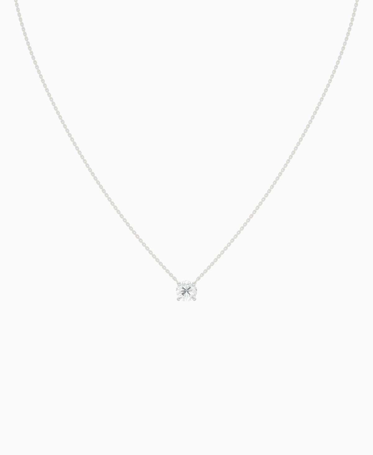 Prong Solitaire Necklace - 18K White Gold