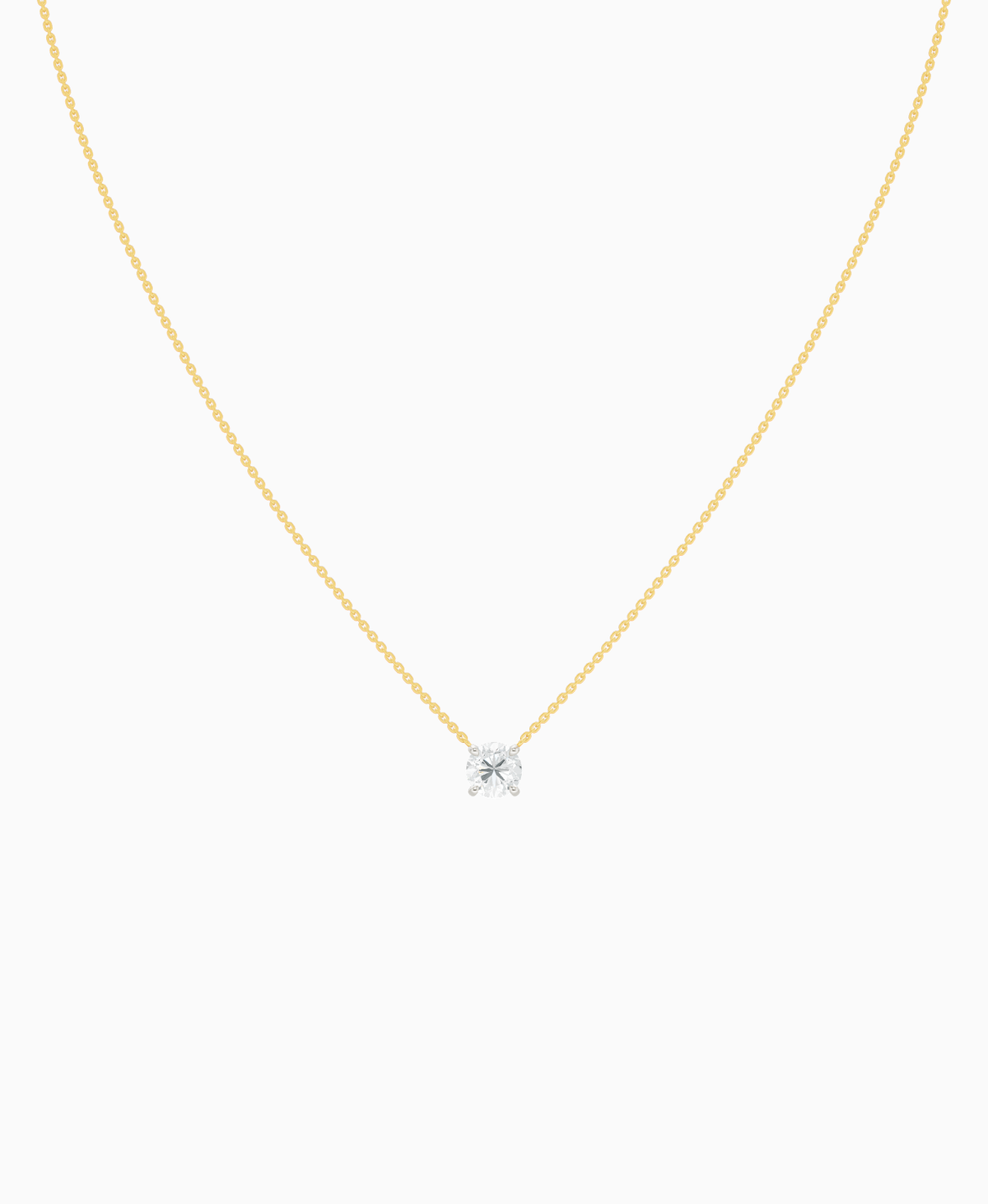 Prong Solitaire Necklace - 18K Yellow Gold & 18K White Gold