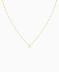 Prong Solitaire Necklace - 18K Yellow Gold & 18K White Gold