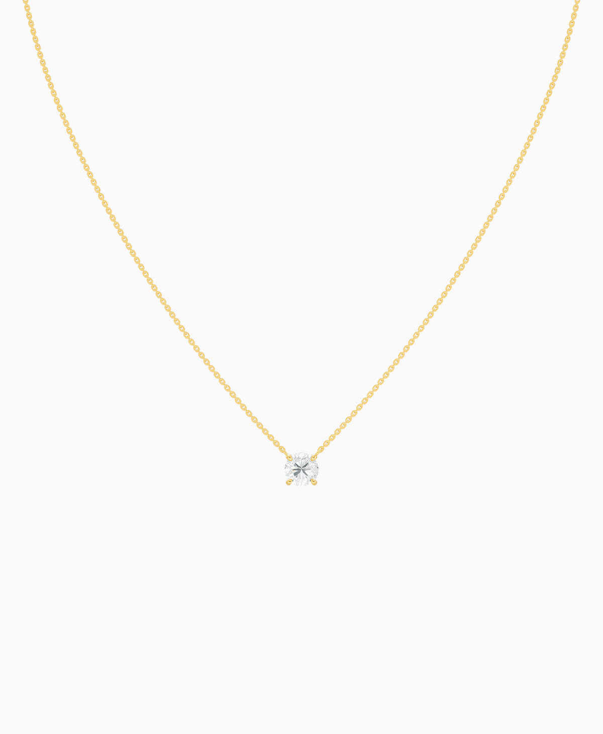 Prong Solitaire Necklace - 18K Yellow Gold