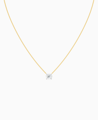 Prong Solitaire Necklace - 14K Yellow Gold & 14K White Gold