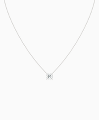 Prong Solitaire Necklace - 14K White Gold