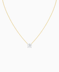 Prong Solitaire Necklace - 9K Yellow Gold & 9K White Gold