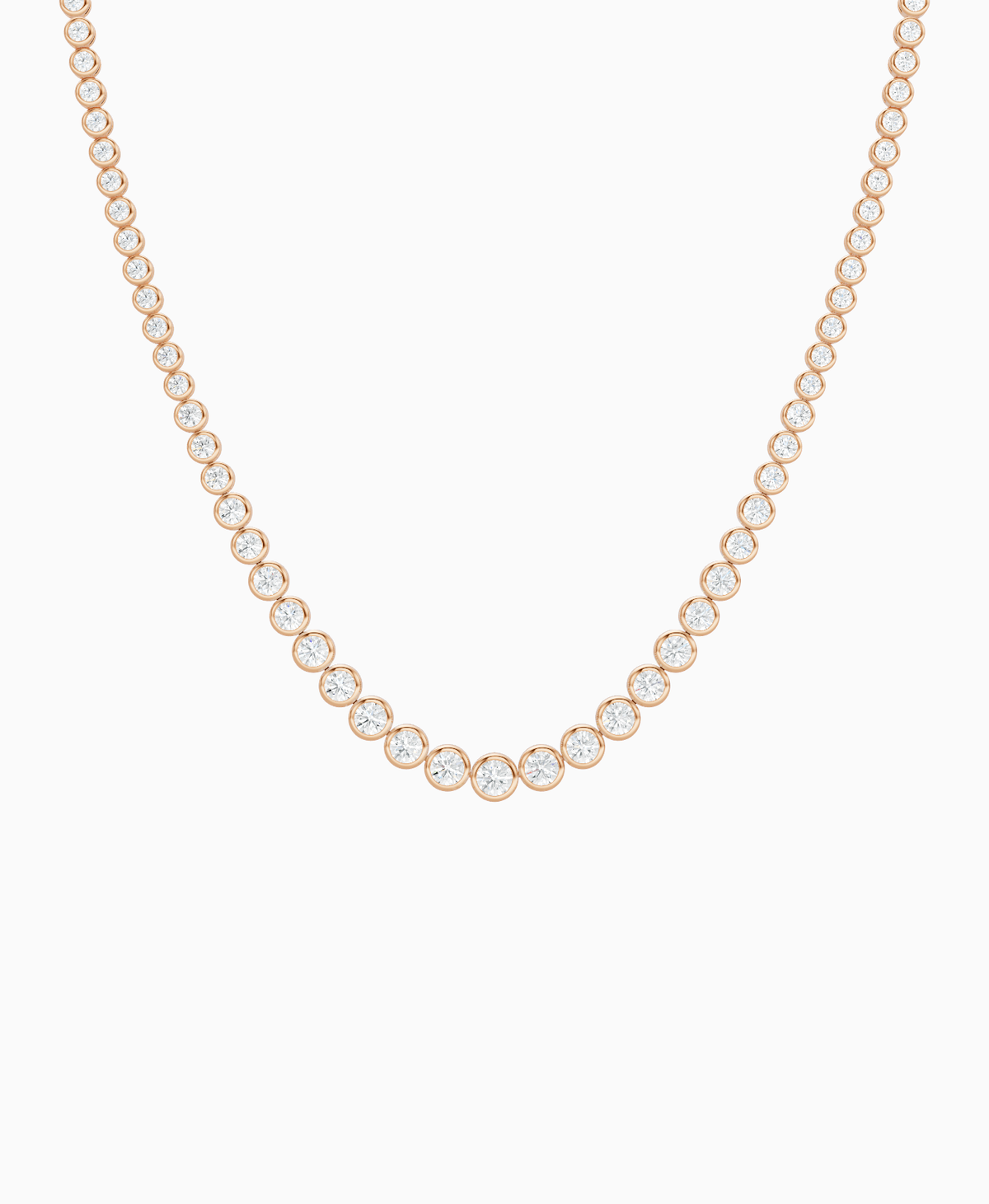Bezel Graduated Tennis Necklace - 14K Rose Gold