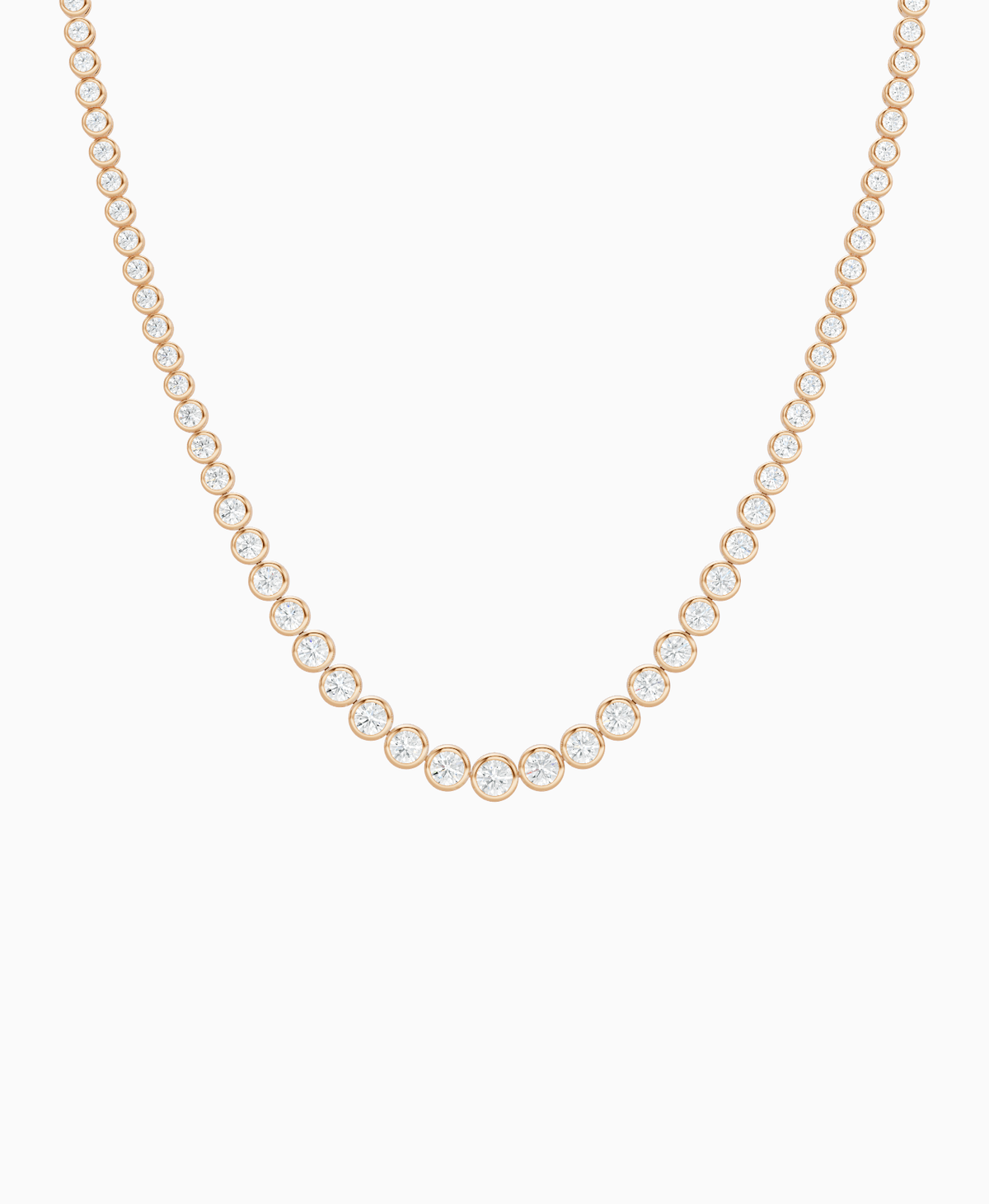 Bezel Graduated Tennis Necklace - 18K Rose Gold