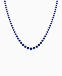 Bezel Graduated Tennis Necklace - 9K White Gold