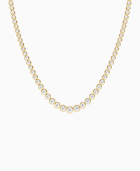 Bezel Graduated Tennis Necklace - 9K Yellow Gold