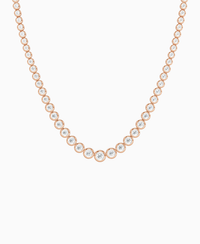 Bezel Graduated Tennis Necklace - 9K Rose Gold
