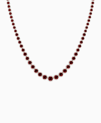 Bezel Graduated Tennis Necklace - 18K White Gold