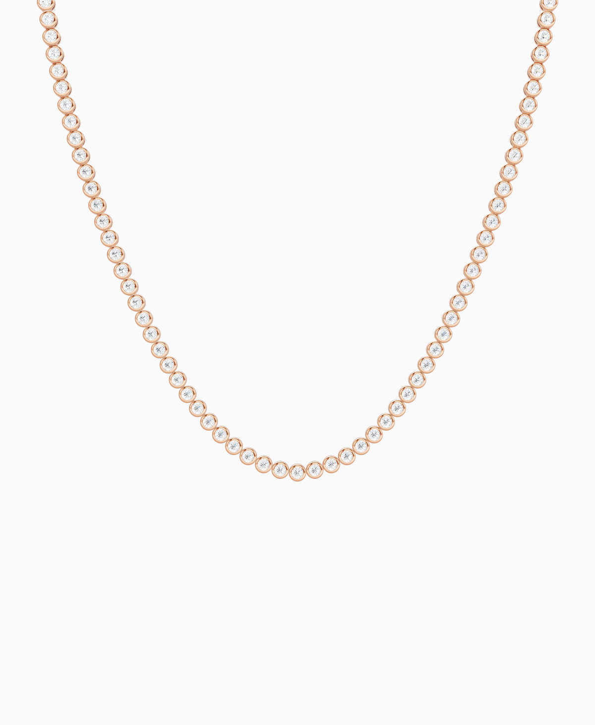 Bezel Tennis Necklace - 9K Rose Gold
