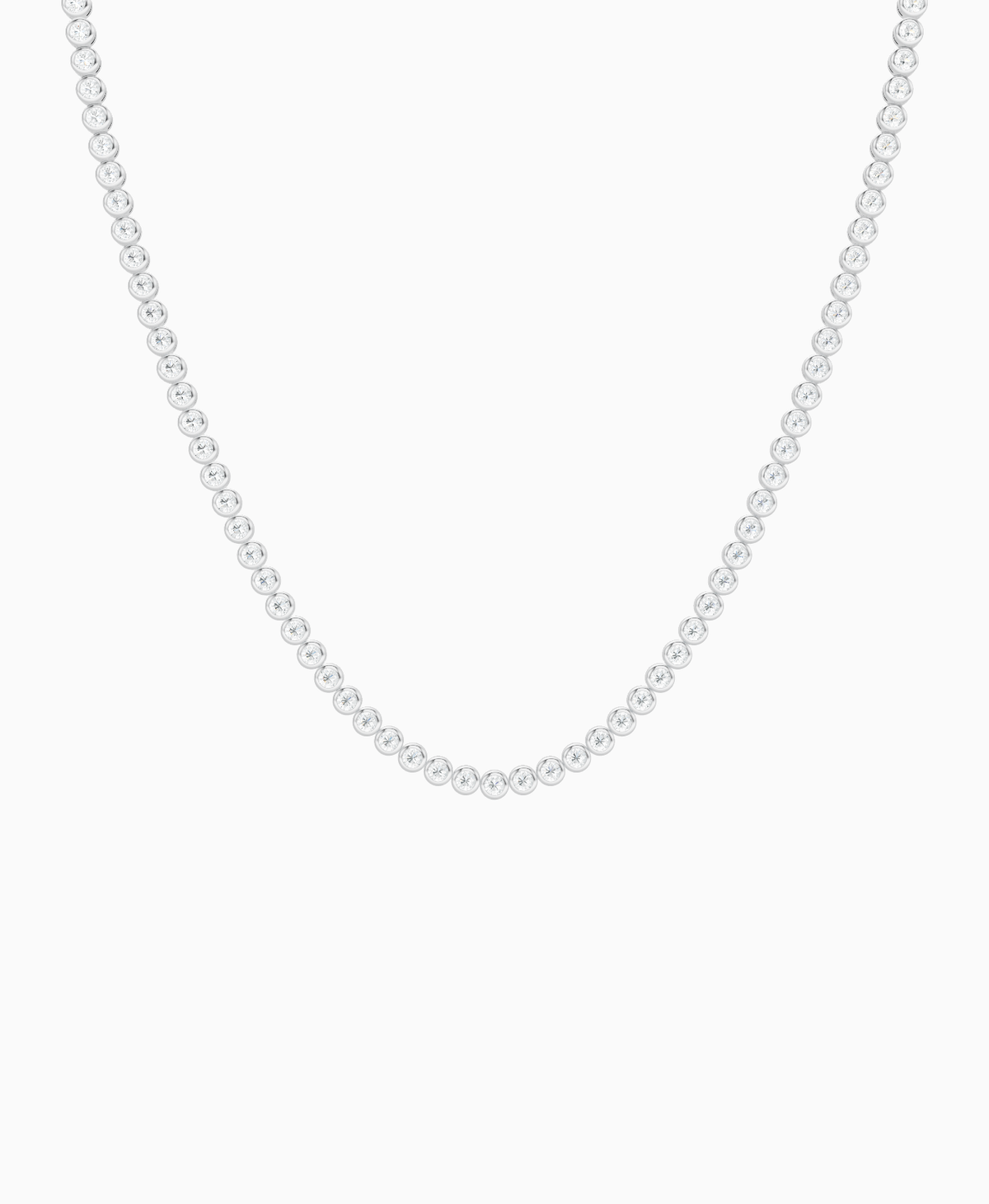 Bezel Tennis Necklace - 9K White Gold