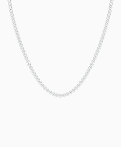 Bezel Tennis Necklace - 9K White Gold