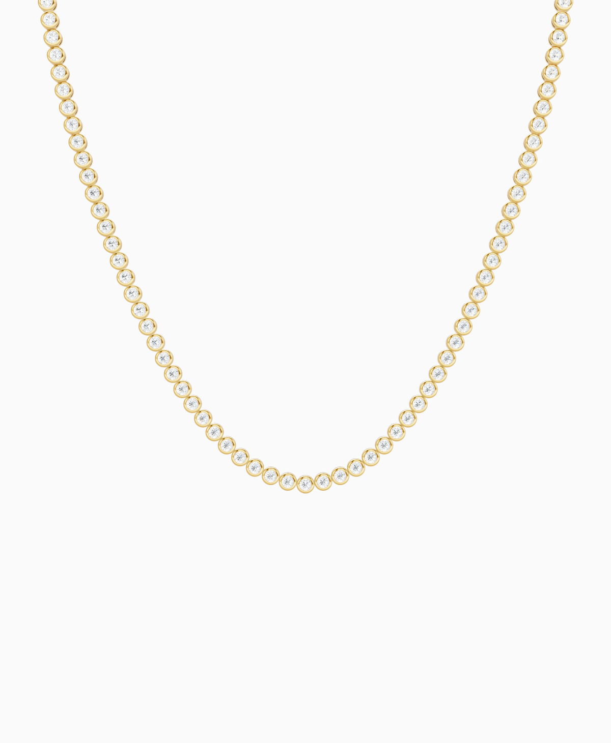 Bezel Tennis Necklace - 9K Yellow Gold